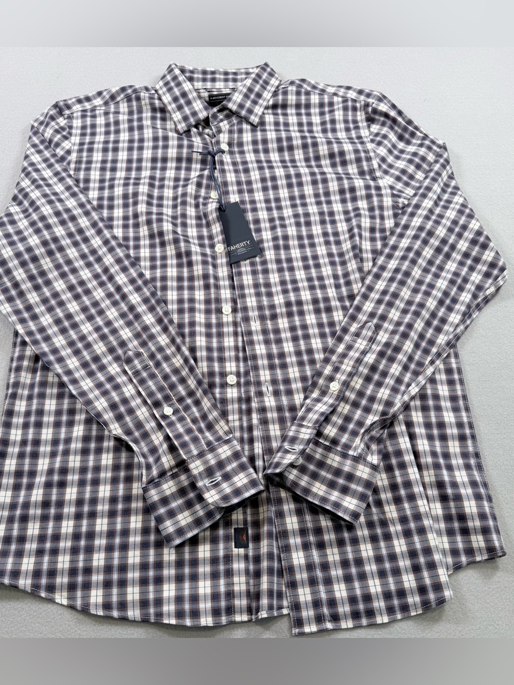 NWT Faherty Reserve The Movement Shirt Gray Plaid Long Sleeve Men's M